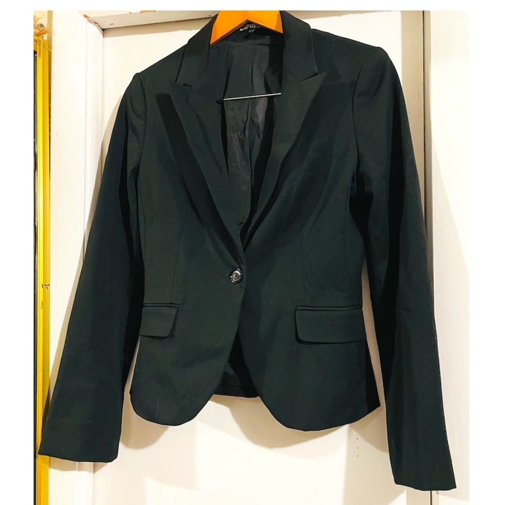 Black Express Women's Peak Lapel One Button Blazer Size 8